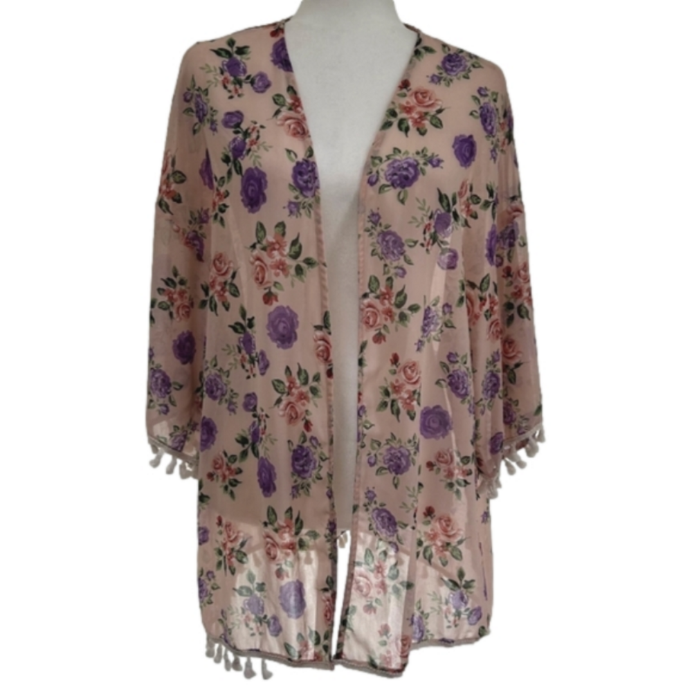 GOMORN Sheer Floral Wrap Size Medium EUC